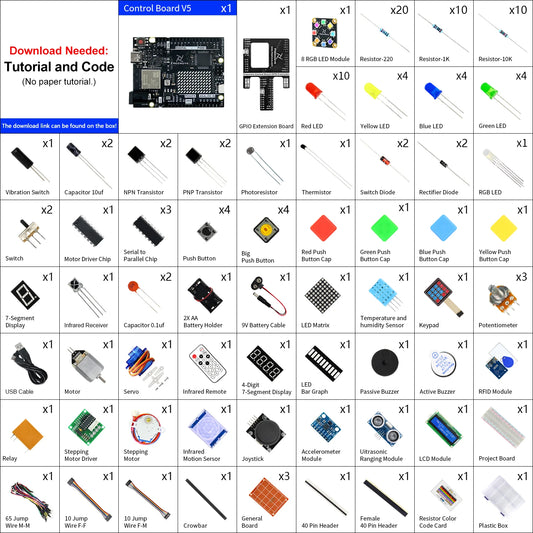 Kit Inicio Freenove Ultimate para Arduino UNO R4 WiFi Mini (V5, ARM Cortex-M4, 220 Items, 78 Proyectos, Tutorial 399 Págs)