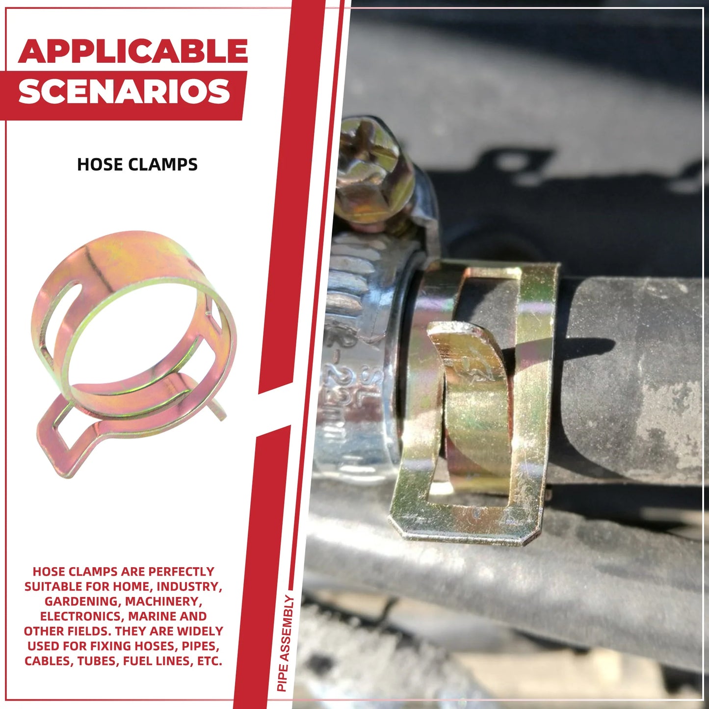 Kit Surtido Abrazaderas Resorte Tipo Japonés para Manguera Combustible/Agua/Aceite Automotriz (75/100/155 Piezas)