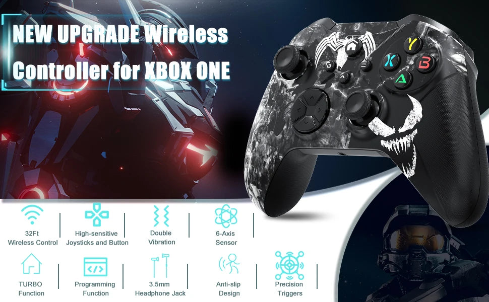 Control Inalámbrico para Xbox One/Series S/X/PC (WiFi, Programable, Vibración, Jack Audio 3.5mm, Turbo, Giroscopio 6 Ejes)