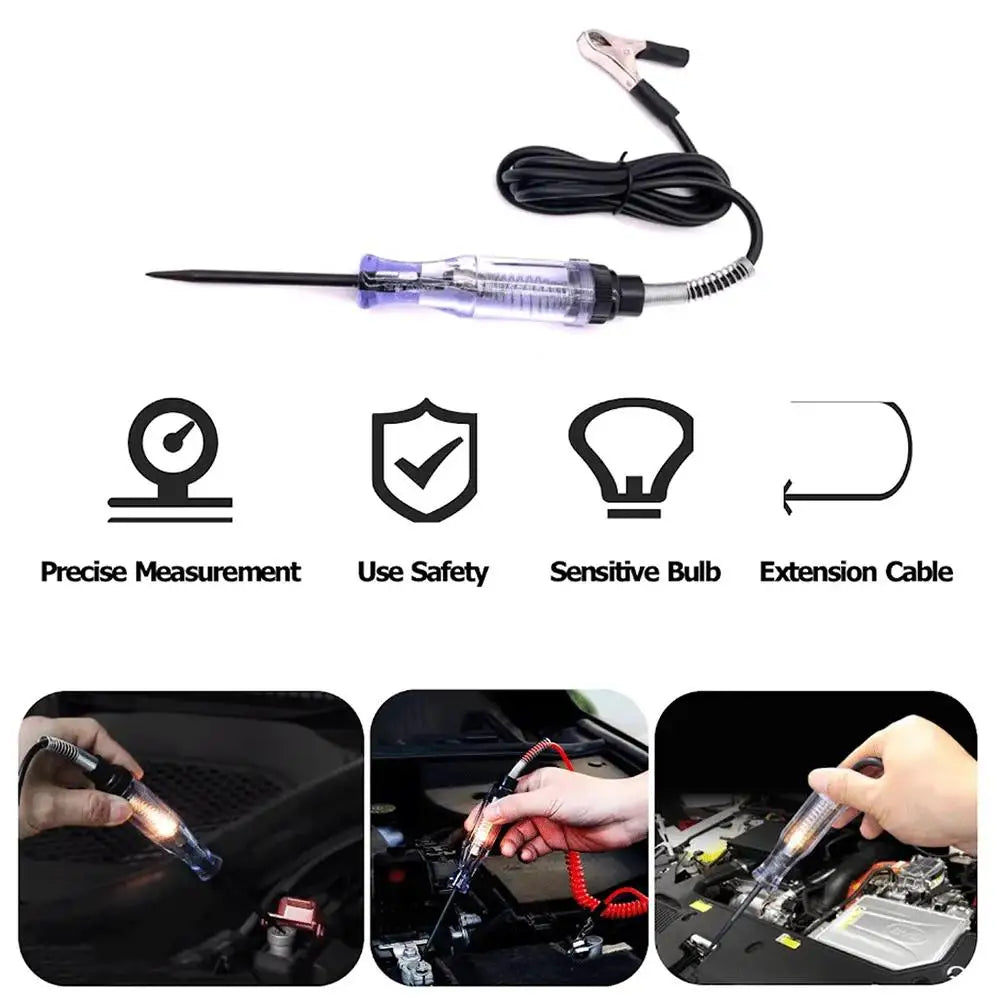 Tester Circuito Voltaje Automotriz (6V/12V/24V) - Pluma Prueba Digital DC Larga con Luz y Display