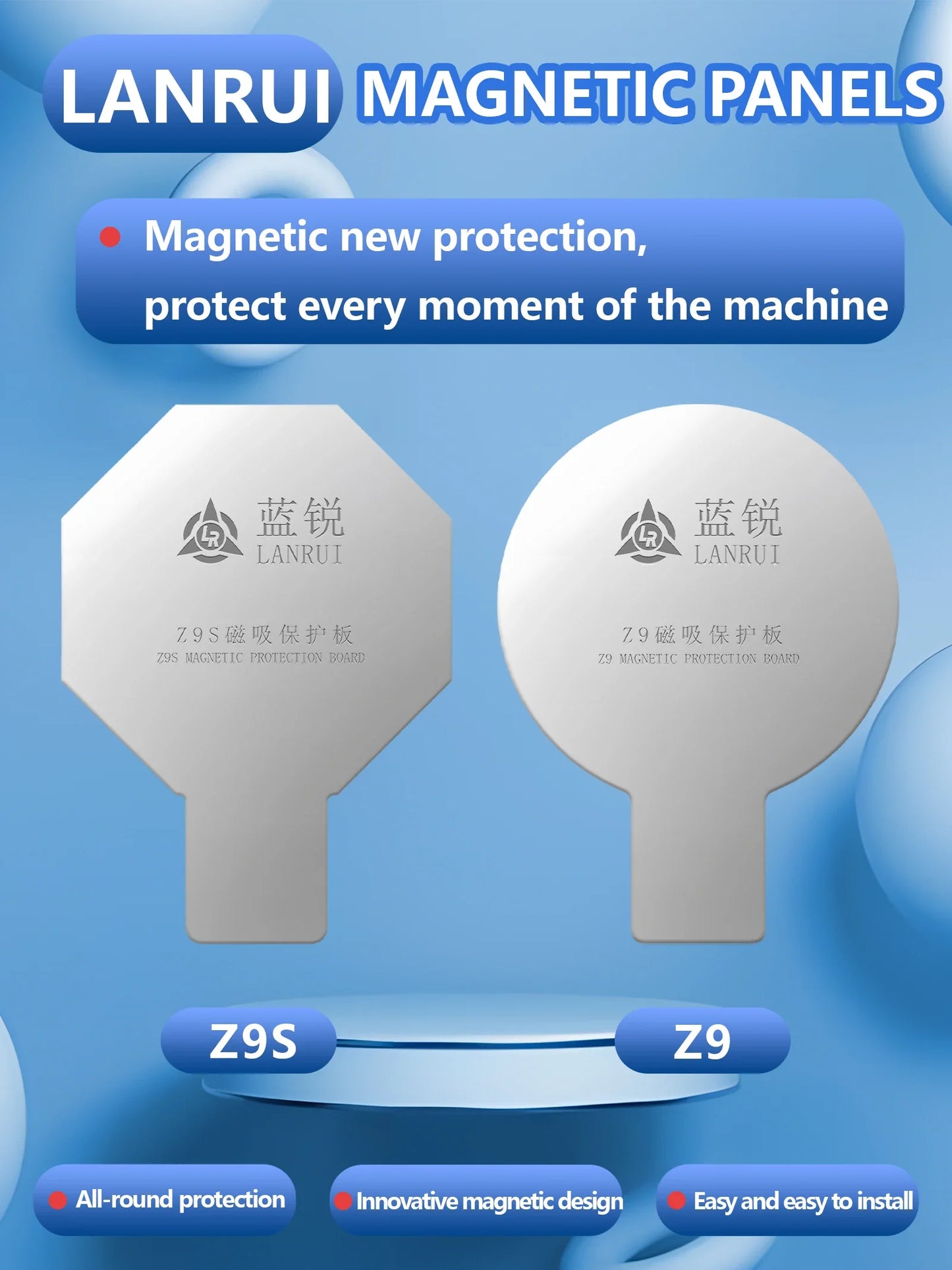 Placa Protectora Magnética Universal Vidrio Trasero Lanrui Z9 para Serie iPhone 11-16 (Protección Imán Carga Inalámbrica)