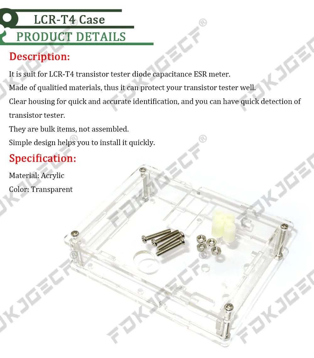 Tester Transistor LCR-T4 - Medidor ESR, Diodo, Triodo, Capacitancia, MOS (Mega328) - (Sin Batería, con Case)