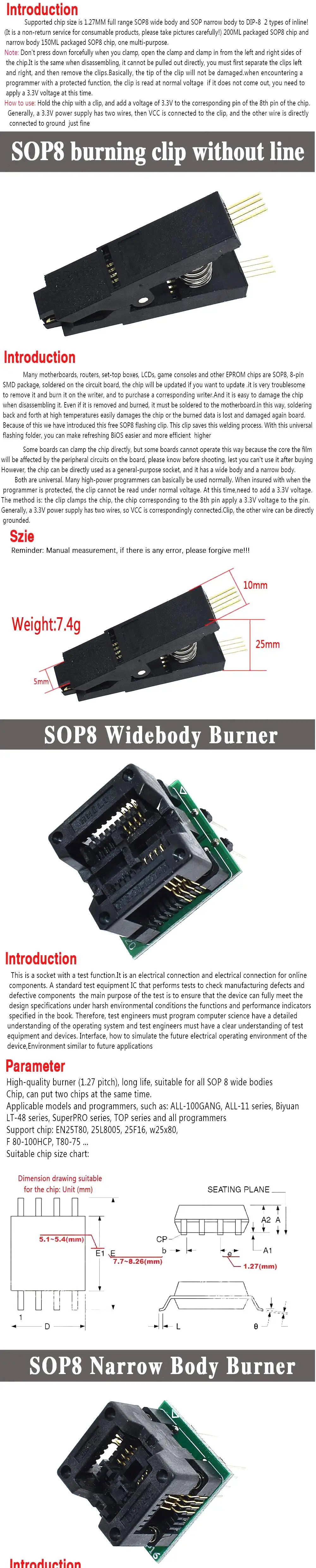 Kit Programador USB XTW100 (CH341) 24/25 Series EEPROM Flash BIOS + Clip Test SOIC8/SOP8
