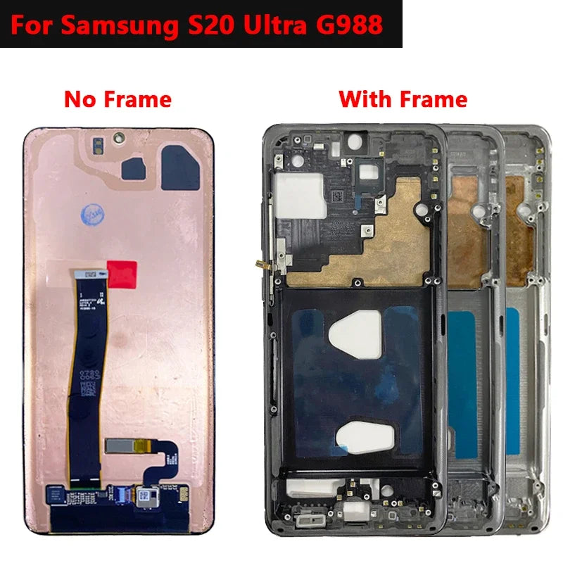 OLED para Samsung Galaxy S20 Ultra Lcd G988 con marco pantalla táctil digitalizador frontal S20 S20 Plus G980 G985 reemplazo