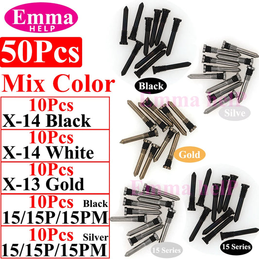 Tornillos Inferiores Pentalobe para iPhone 7-15 Pro Max/XS/XR (Reparación Tapa Trasera/Dock Carga) (50 Unidades)