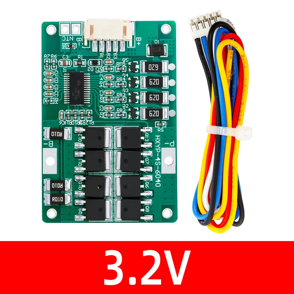 4S 3.2V/3.7V 18650 20A Lifepo4 Battery Balanced BMS board with balanced With cable