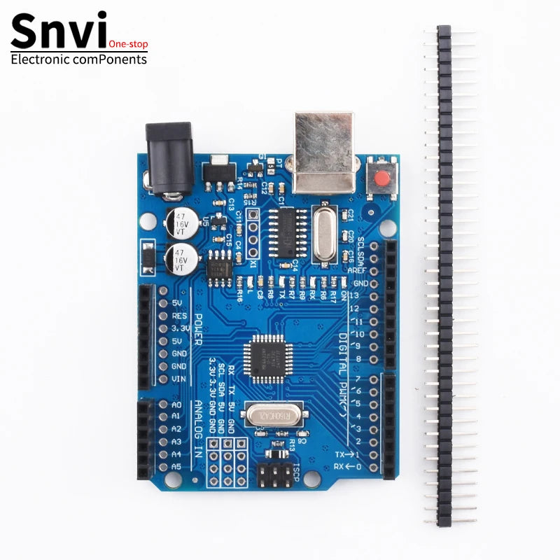 Placa Desarrollo UNO R3 (ATMEGA328P, CH340/ATEGA16U2) compatible Arduino con Cable + Placa Expansión Proto Shield R3/R4