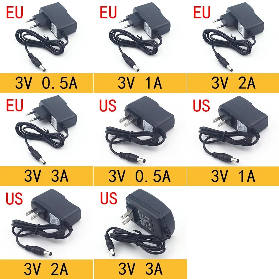 Adaptador Fuente Alimentación Universal AC 110-240V a DC 3V/5V/6V/9V/12V/15V/24V (0.5A-8A) Cargador Enchufe EU/US para Tira LED