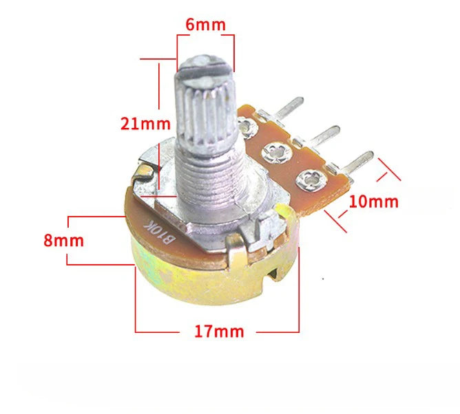 20sets /Box WH148 15MM Single Potentiometer Kit B5K/10K/20K/50K/100K With Knobs Set Shaft Nuts
