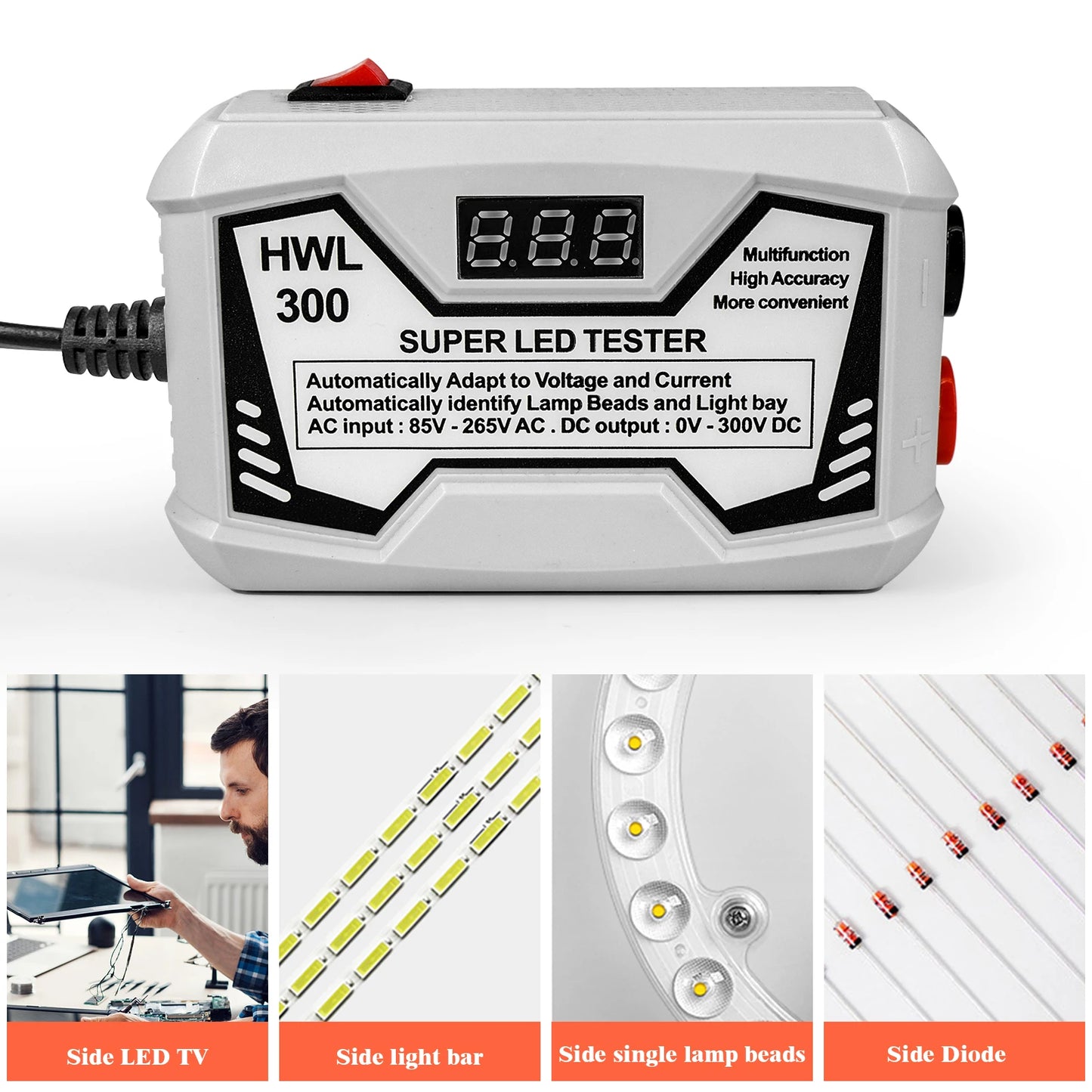 Tester LED 0-300V Output Probador Tiras Beads Mantenimiento TV LCD Inspección Multiuso
