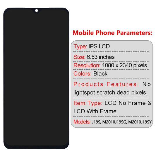 6.53" 100% Test For Redmi 9T LCD Display Touch Screen Digitizer Assembly For Xiaomi Poco M3 Display Screen With Frame LCD