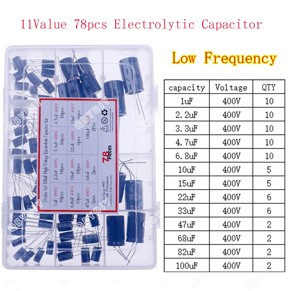 Kit Surtido Capacitores Electrolíticos DIP/SMD (1uF-1500uF, 16V-400V)