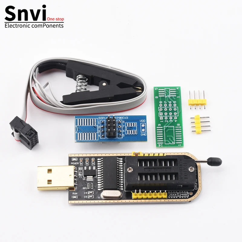 Kit Programador USB CH341A 24/25 Series EEPROM Flash BIOS + Clip Test SOIC8/SOP8