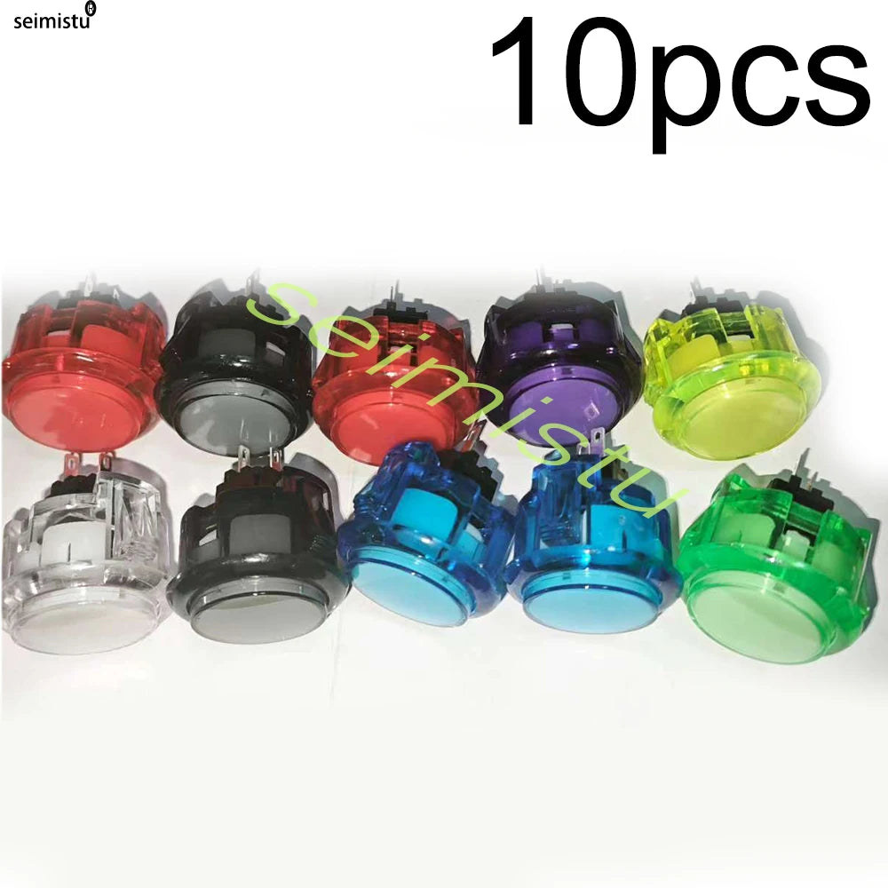 Botón Pulsador Transparente (24mm/30mm) Copia Sanwa OBS-C para Consola Videojuegos/Hitbox/Arcade PC Neo Geo (10 Unidades)