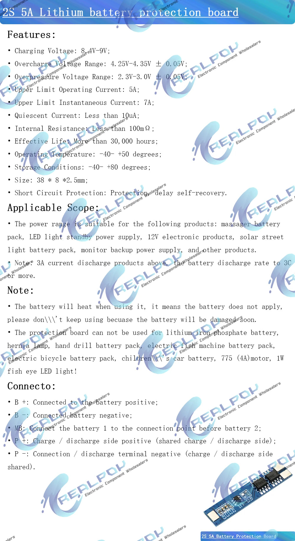 2S 2A 3A 4A 5A 8A 10A 13A 20A 7.4V 8.4V Li-ion 18650 Lithium battery protection board / BMS board Standard / Balance