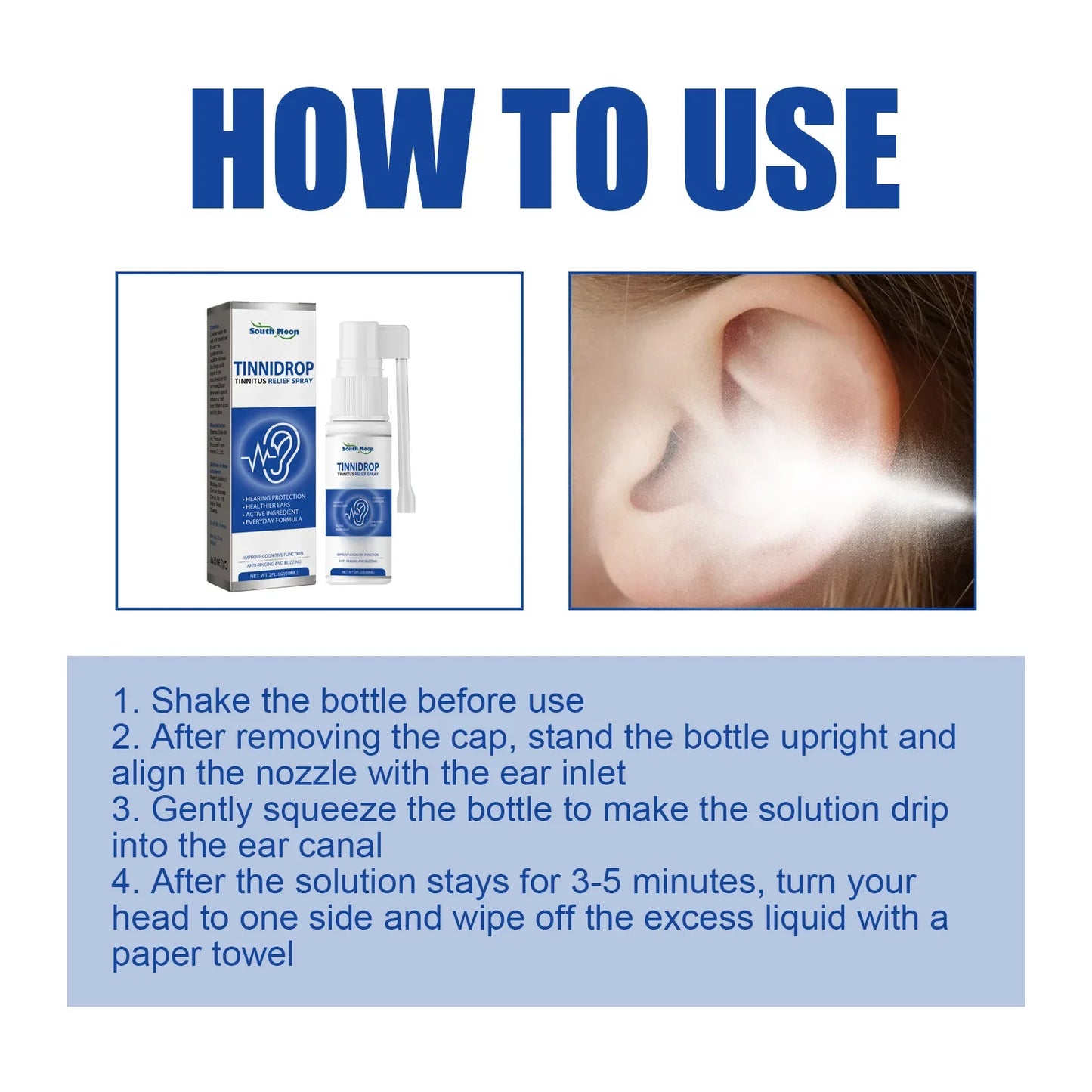 Spray Limpieza Oído Anti Tinnitus/Sordera/Bloqueo Cerumen, Alivio Picazón/Hinchazón/Otitis Aguda (Cuidado Oído)