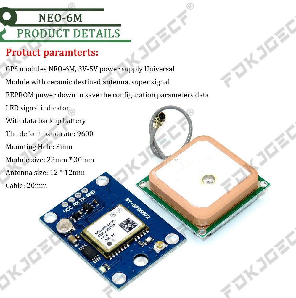 Módulo GPS NEO-6M / NEO-7M / NEO-8M (Micro USB, Posicionamiento Satelital) para Arduino/STM32/C51