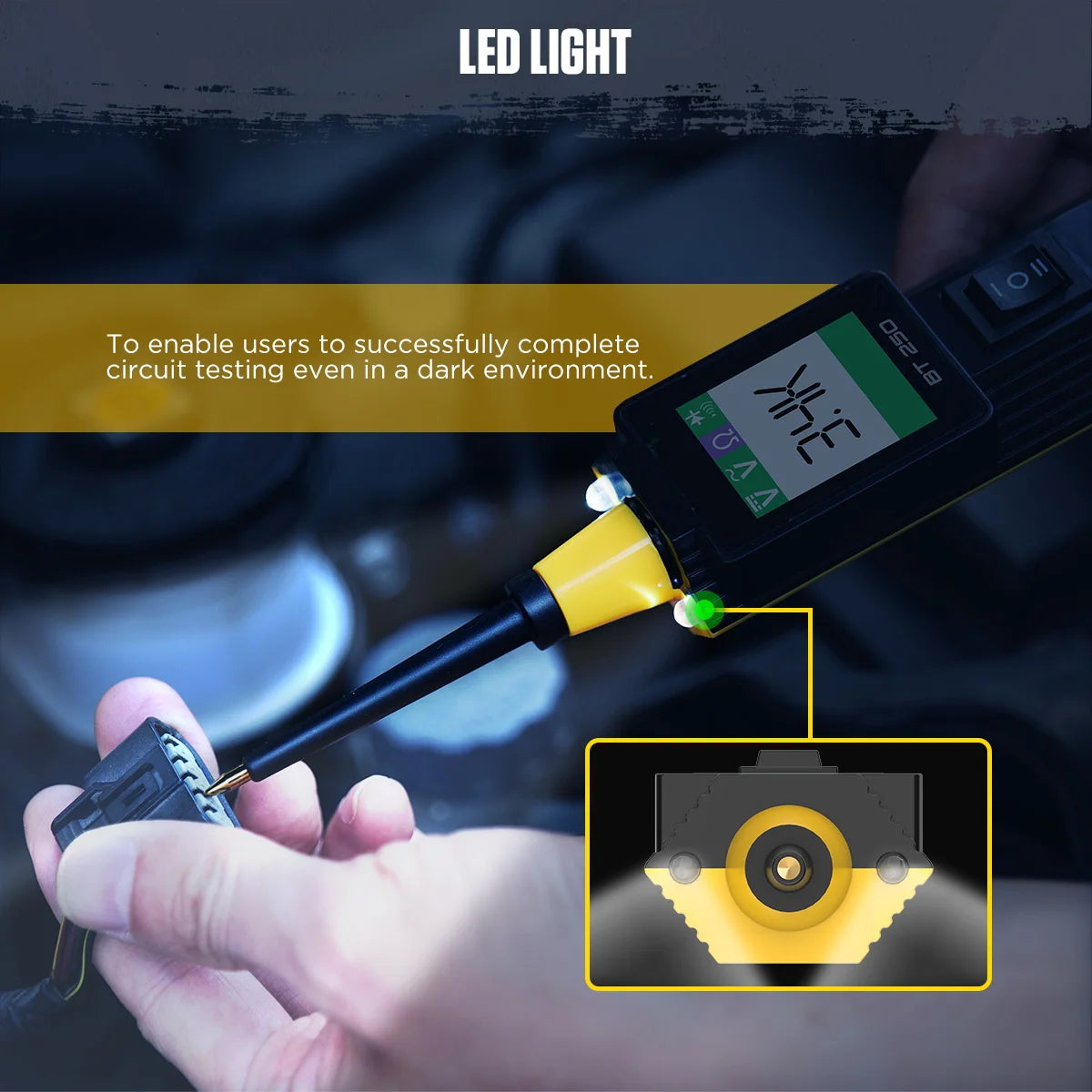 Tester Circuito Automotriz Autool BT250 (6-30V) - Kit Sonda Eléctrica (Power Probe) con Display LED