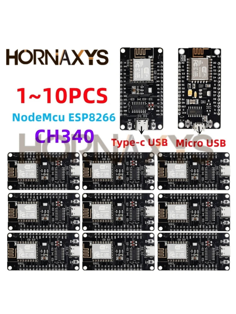 Placa Desarrollo NodeMCU ESP8266 LUA (ESP-12E, CH340, 4MB Flash, Tipo C) Módulo WiFi Inalámbrico Serial para Arduino (1-10 Unidades)