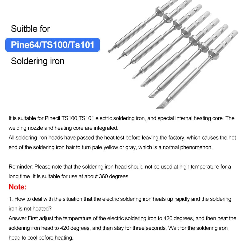 MINI Welding Nozzle Knife Horseshoe TS-BC2 C1 KU ILS B2 I C4 D24 K J02 JL02 BC3 For TS101 Pin64 Pinecil V2 Soldering Iron Tips