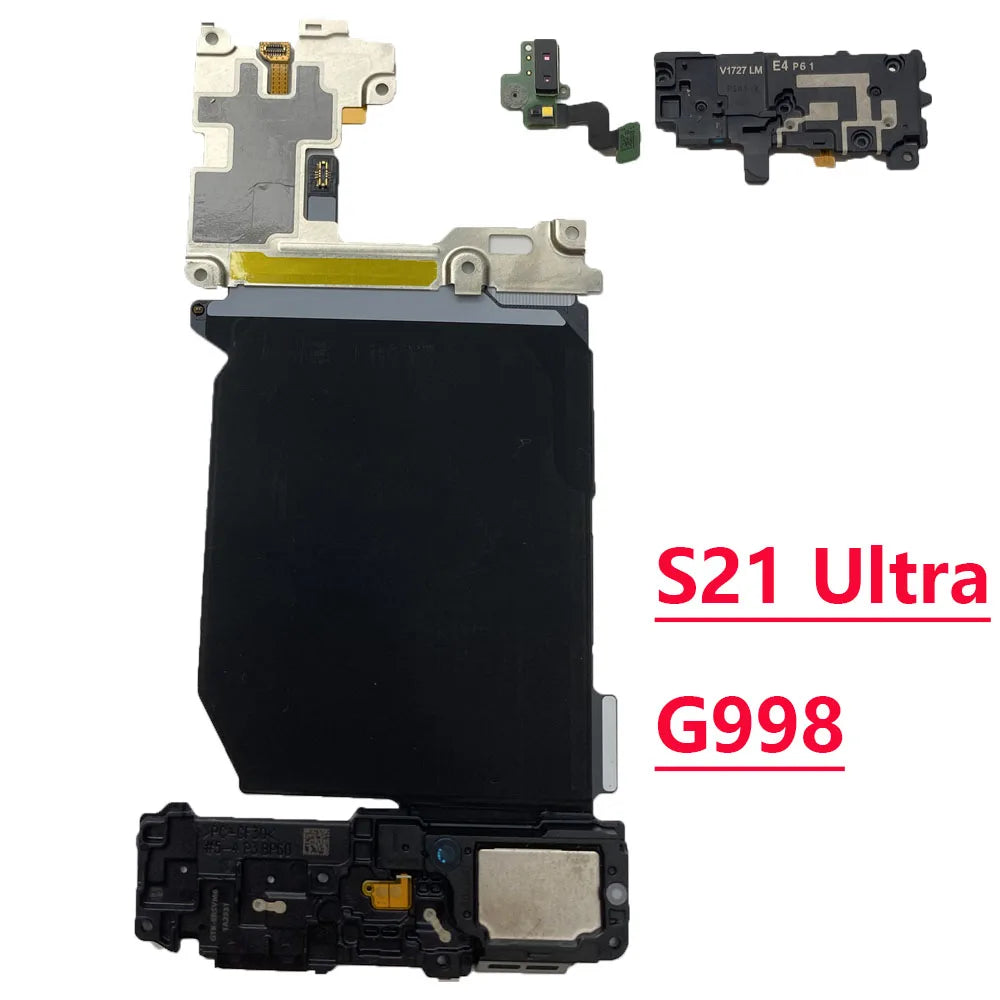 Bueno para Samsung Galaxy S21 Ultra G998 antena de señal NFC WIFI LCD Placa de carga inalámbrica Cable flexible micrófono 5G mmWave