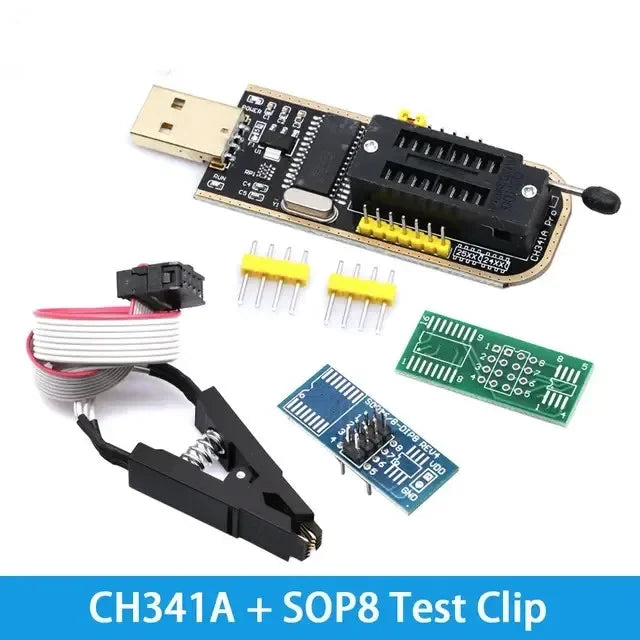 Kit Clip Test SOIC8/SOP8 para Programador USB CH341A EEPROM/Flash 93Cxx/25Cxx/24Cxx