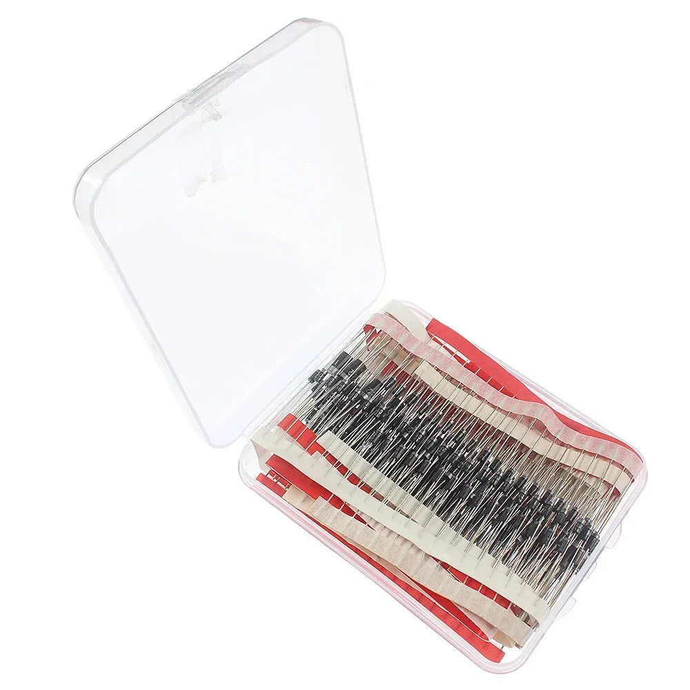 Kit Surtido Diodos 14 Valores (Rectificador/Recuperación Rápida/Schottky/Switching) 1N4001-FR207 en Caja (350 Piezas)