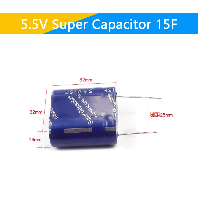 Supercapacitor Farad Tipo Combinación (0.22F-50F, 5.5V) - Unidad (Especificar Valor)