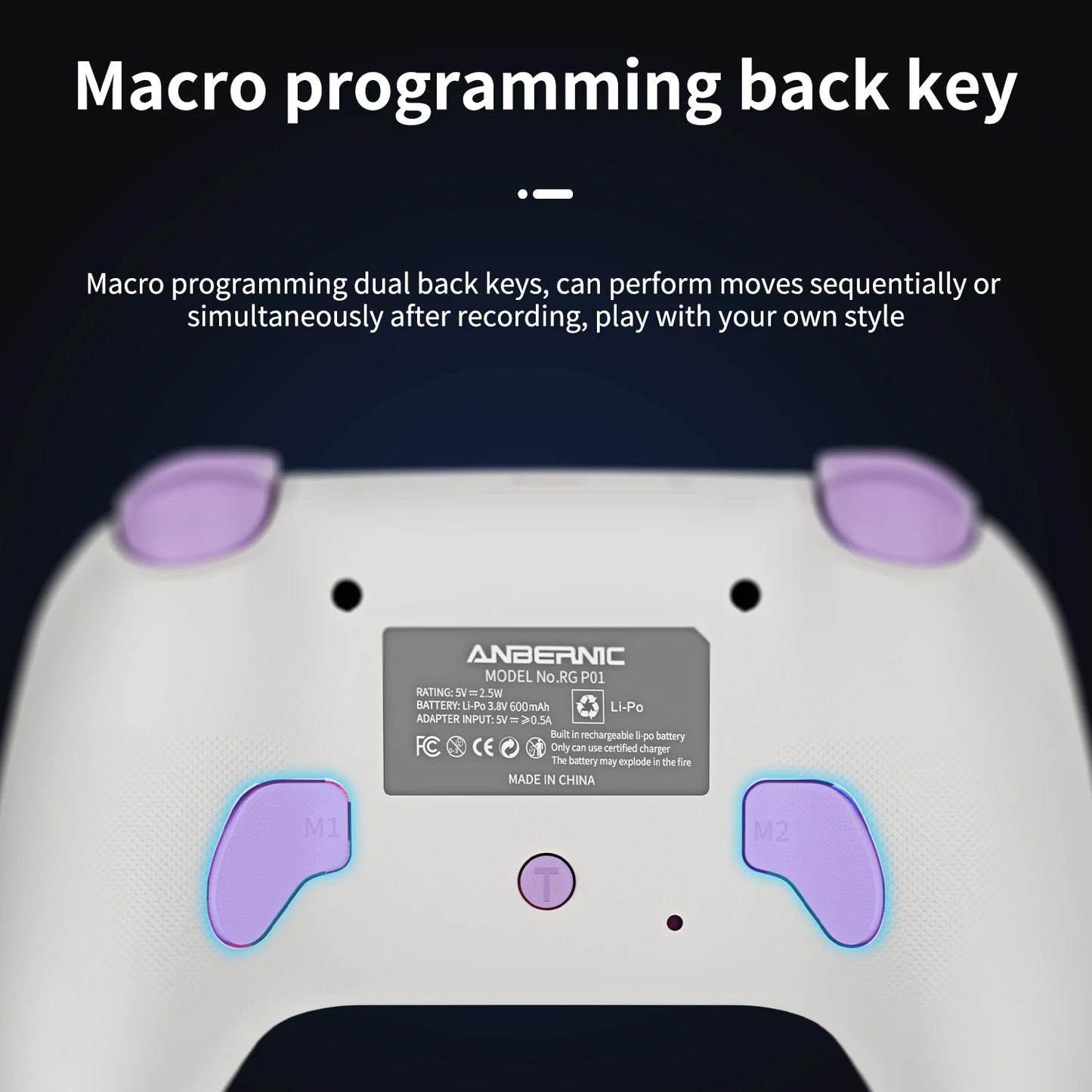 Gamepad ANBERNIC RG P01/RGP01 Bluetooth/Cableado con Joystick Efecto Hall RGB para Switch/PC/Steam/Android/iOS