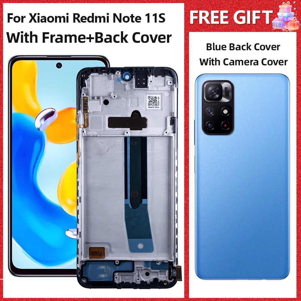 6.43"AMOLED For Xiaomi Redmi Note 11S Display 2201117SG,SI,SY,SL Screen Touch Glass Digitizer For Redmi Note11S LCD With Frame