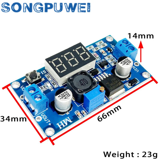 Módulo Convertidor Buck LM2596S DC-DC 2.5-40V 3A Ajustable Step-Down con Display Voltímetro