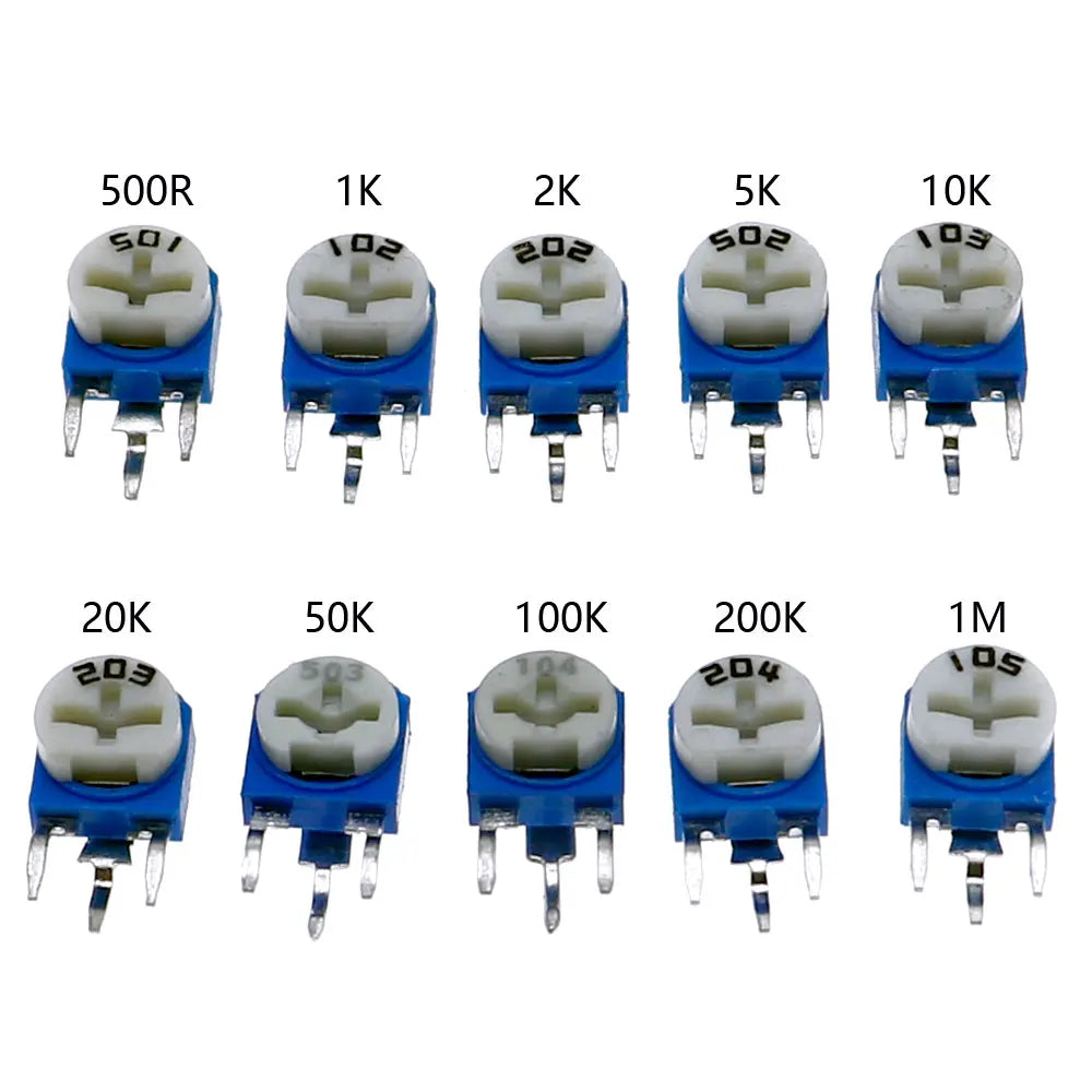 100pcs 10Kinds x 10pcs RM063 Horizontal Trimpot Potentiometer Assortment Kit Box