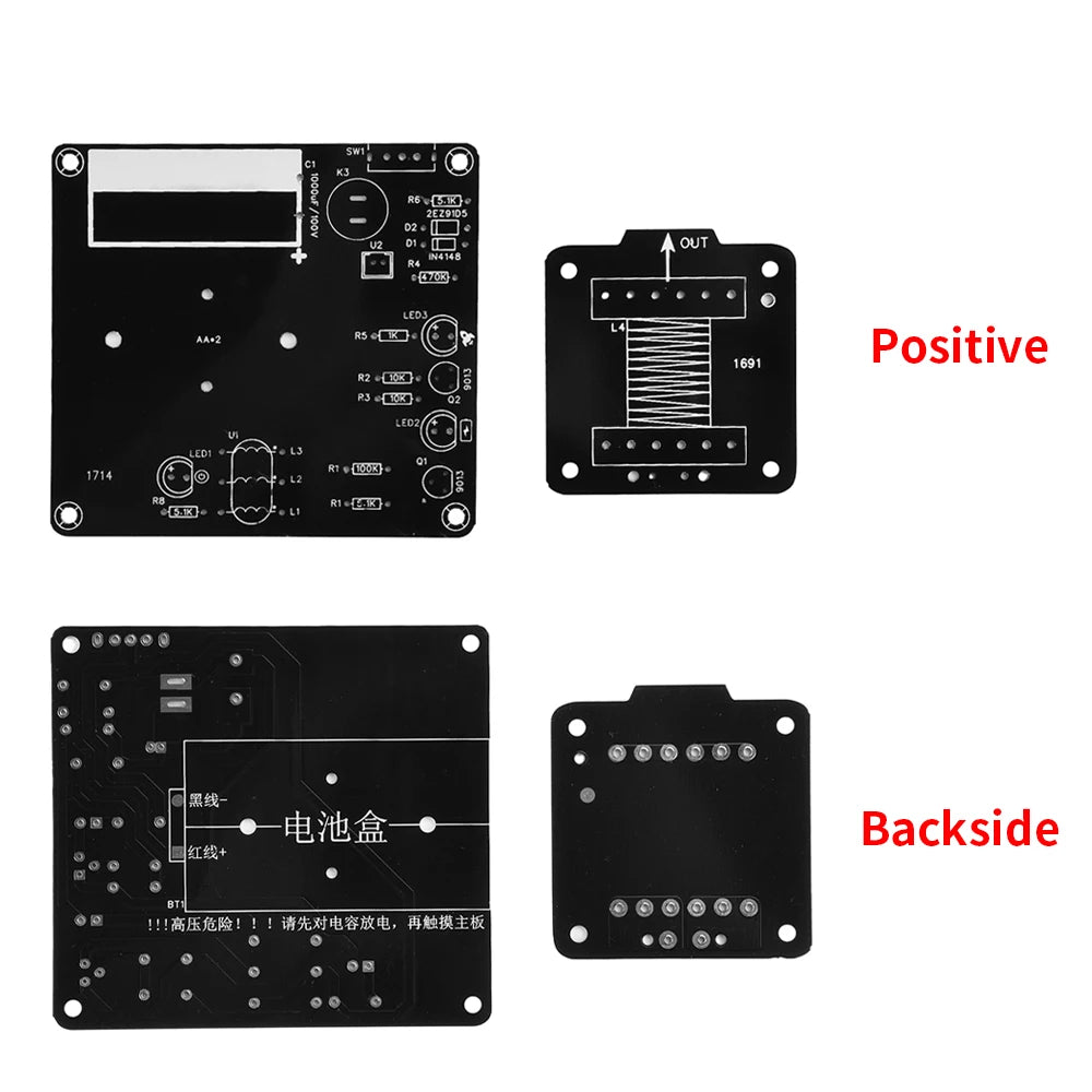 Kit DIY Cañón Electromagnético Alto Voltaje (3V DC) - Módulo Booster Bobina y PCB Práctica Soldadura