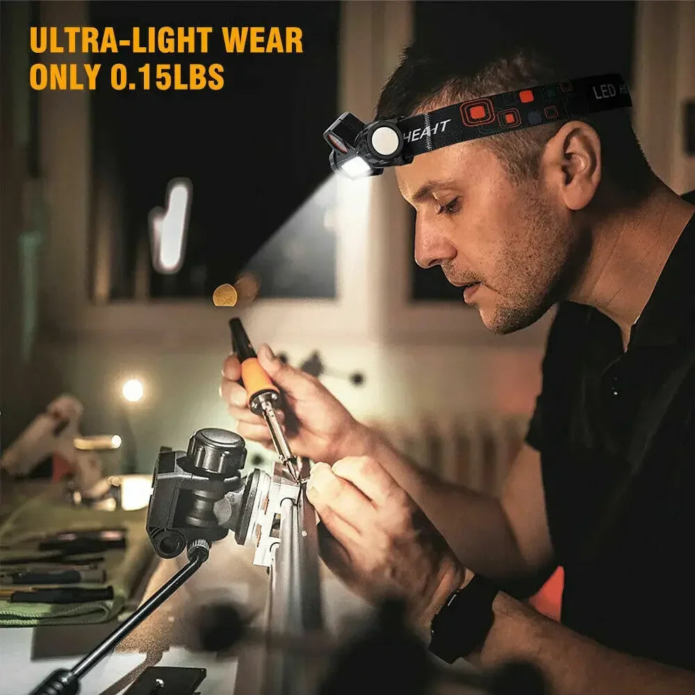 Linterna Frontal LED COB Recargable Magnética Potente Impermeable para Pesca Exterior (1-5 Unidades)