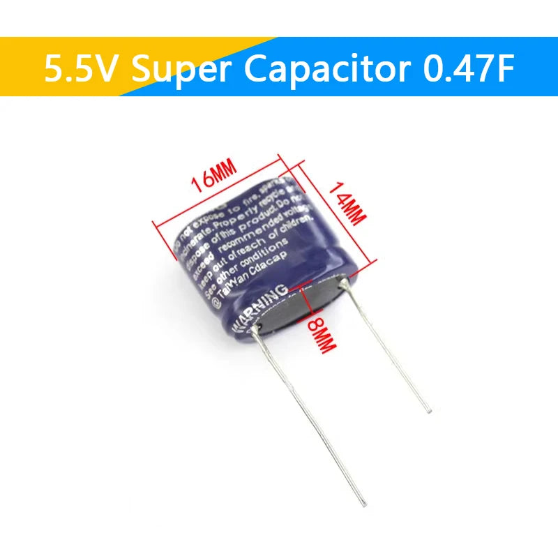 Supercapacitor Farad Tipo Combinación (0.22F-50F, 5.5V) - Unidad (Especificar Valor)