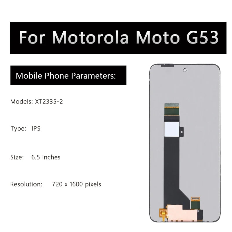 6.5" OEM LCD For Motorola Moto G13 G23 G53 G73 E13 XT2335-2 Display Touch Screen Digitizer Replacement With Frame