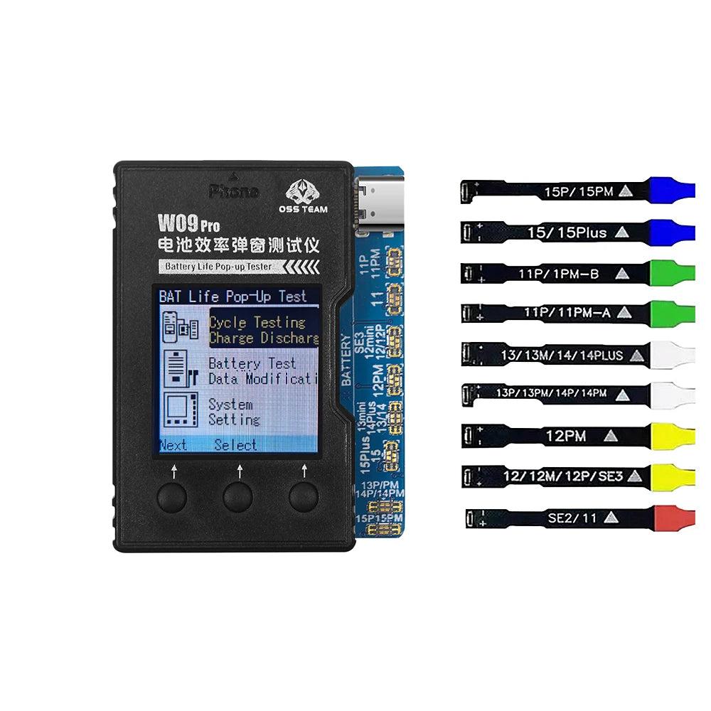 OSS W09 Pro V3 Battery Life Pop-up Tester for iPhone11-15PM Detection Modify Battery Efficiency 100% Cycle Health Data Tool