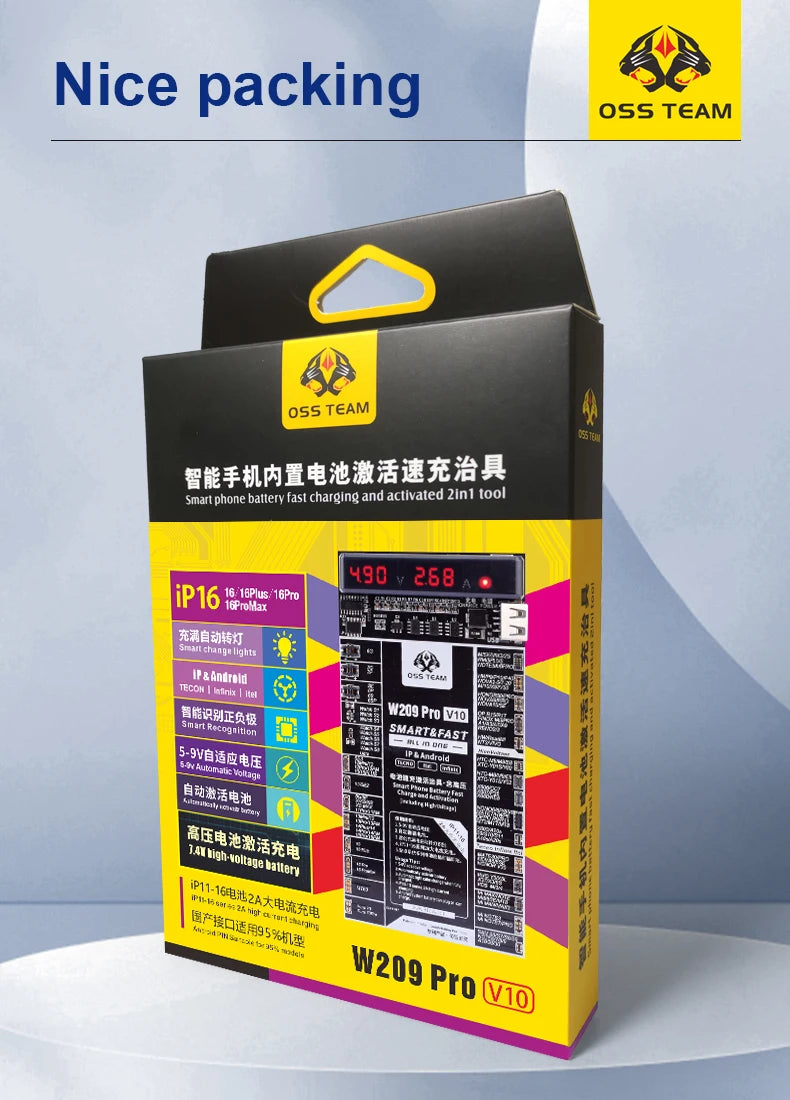 W209 Pro 2 IN 1 Battery Activation board for iPhone 6- 16Pro 16plus 16pro max Samsung Xiaomi Circuit Board Charging Tester