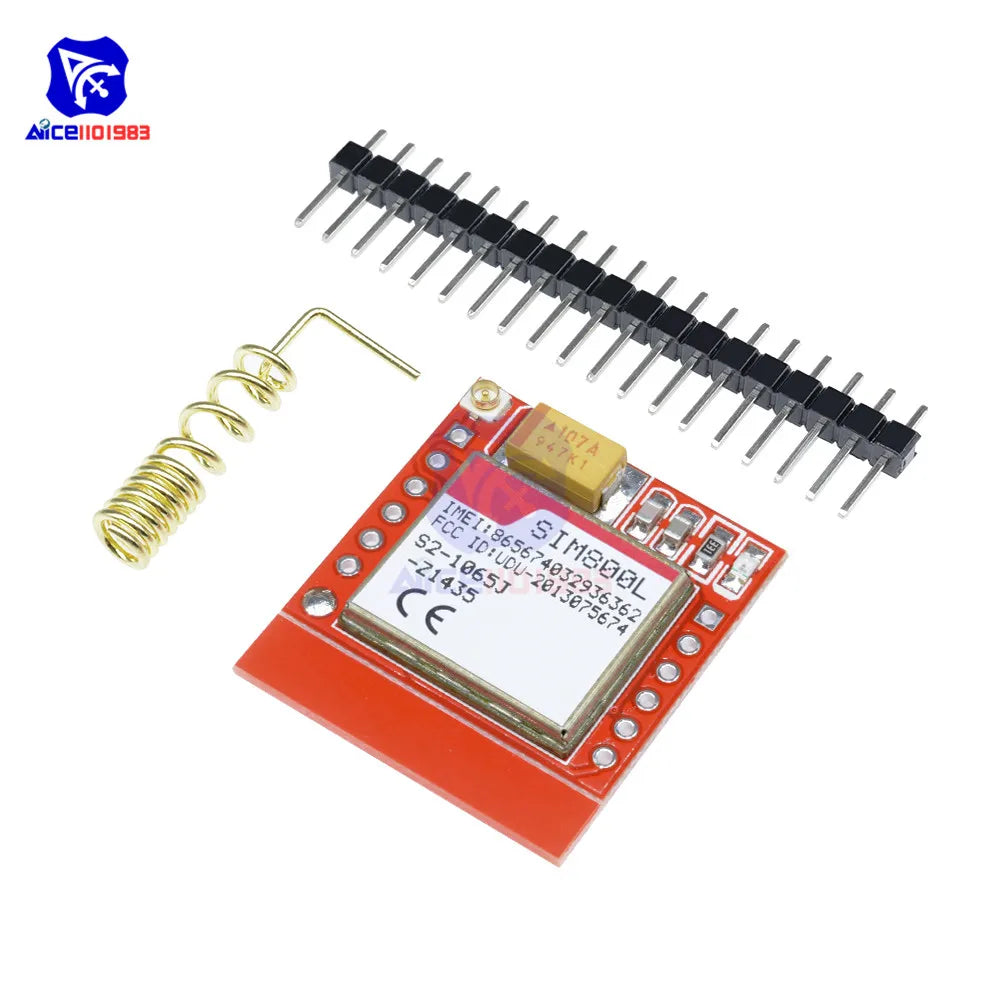 Módulo GSM/GPRS DIYMORE SIM800L Core (Quad-Band, Serial TTL) con Interfaz IPEX, Antena y Ranura Micro SIM para Arduino
