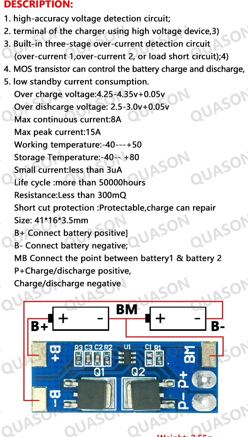 2S 3A 4A 5A 8A 10A 13A 20A 7.4V 8.4V Li-ion 18650 Lithium battery protection board / BMS board Standard / Balance