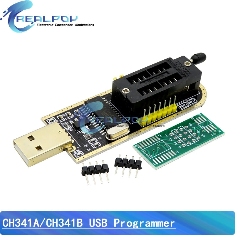 Kit Programador USB CH341A 24/25 Series EEPROM Flash BIOS + Clip Test SOP16/SOIC16 para RT809F/TL866