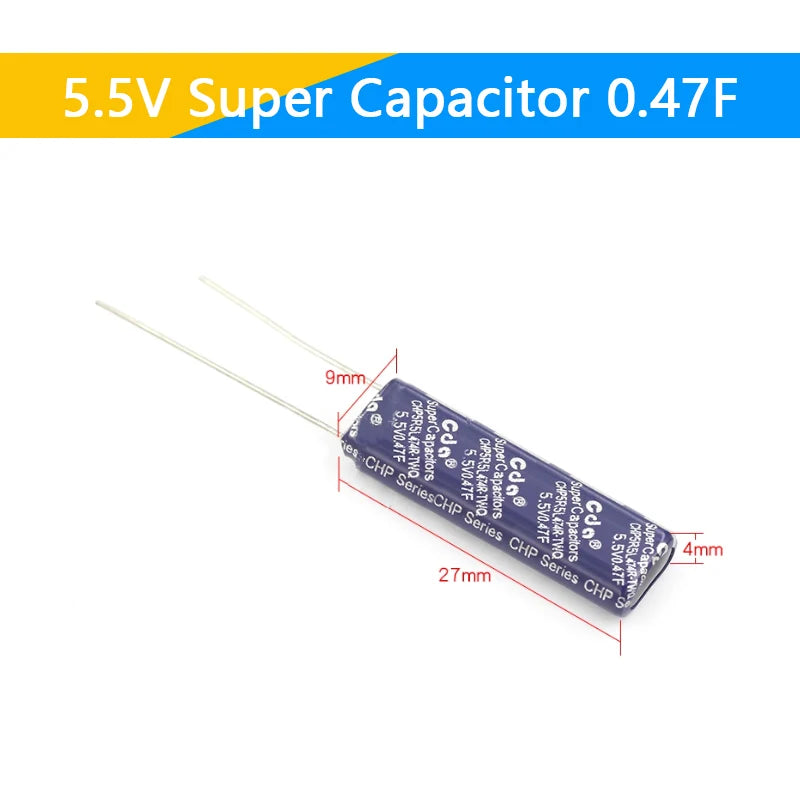 Supercapacitor Farad Tipo Combinación (0.22F-50F, 5.5V) - Unidad (Especificar Valor)