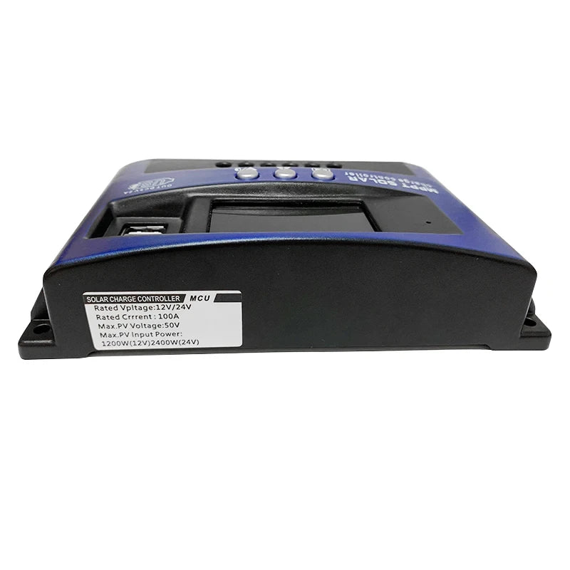 Controlador Carga Solar MPPT 30A-100A 12V/24V Dual USB LCD Regulador con Carga Panel Batería