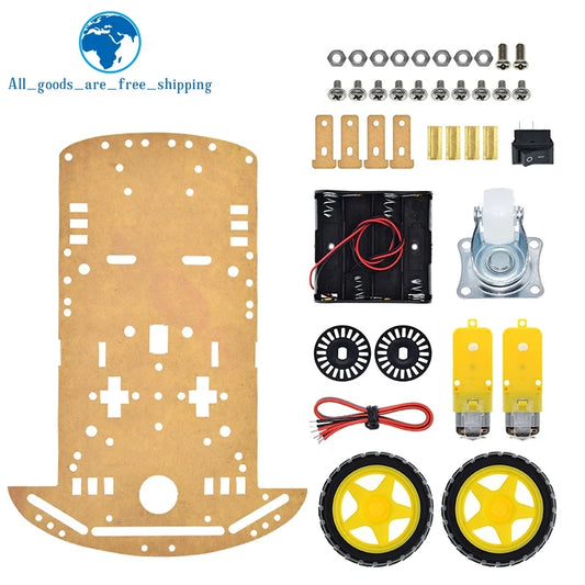 Kit Chasis Auto Robot Inteligente TZT 2WD con Encoder Velocidad y Caja Batería para Arduino