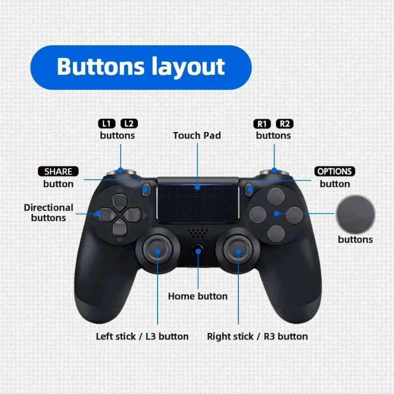 Mando Joystick Inalámbrico Bluetooth para PS4 Slim/Pro/PC/iOS/Android (Doble Vibración)