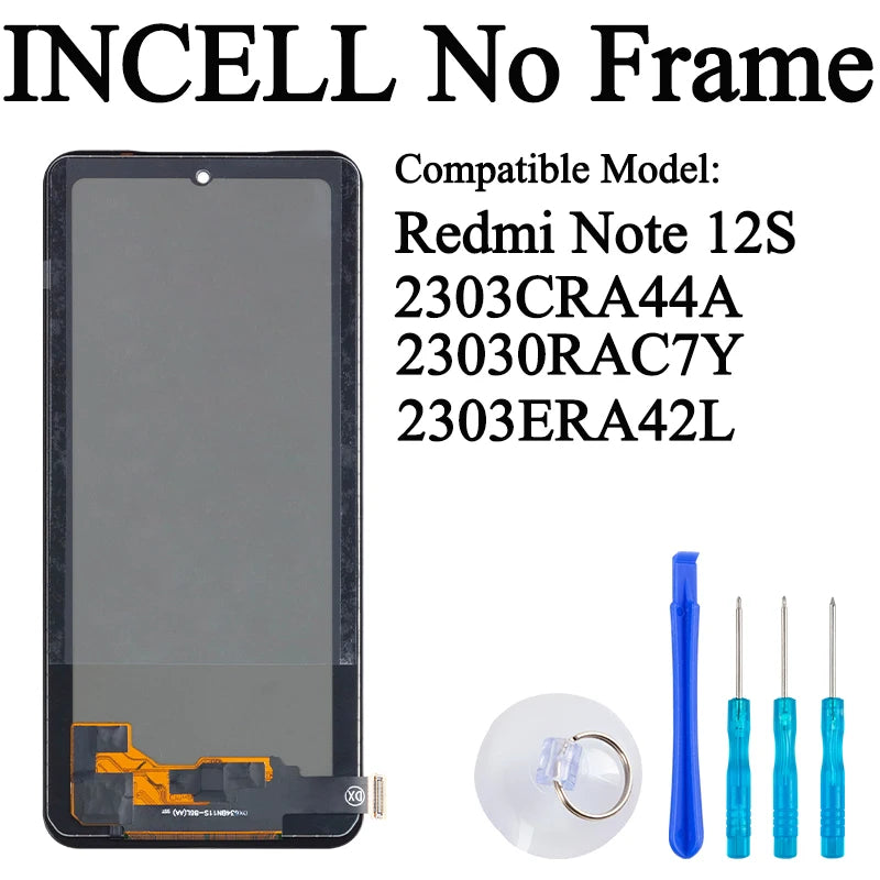 2303CRA44A 23030RAC7Y 2303ERA42L Premium Super AMOLED For Xiaomi Redmi Note 12S Display Touch Screen Digitizer Panel Assembly