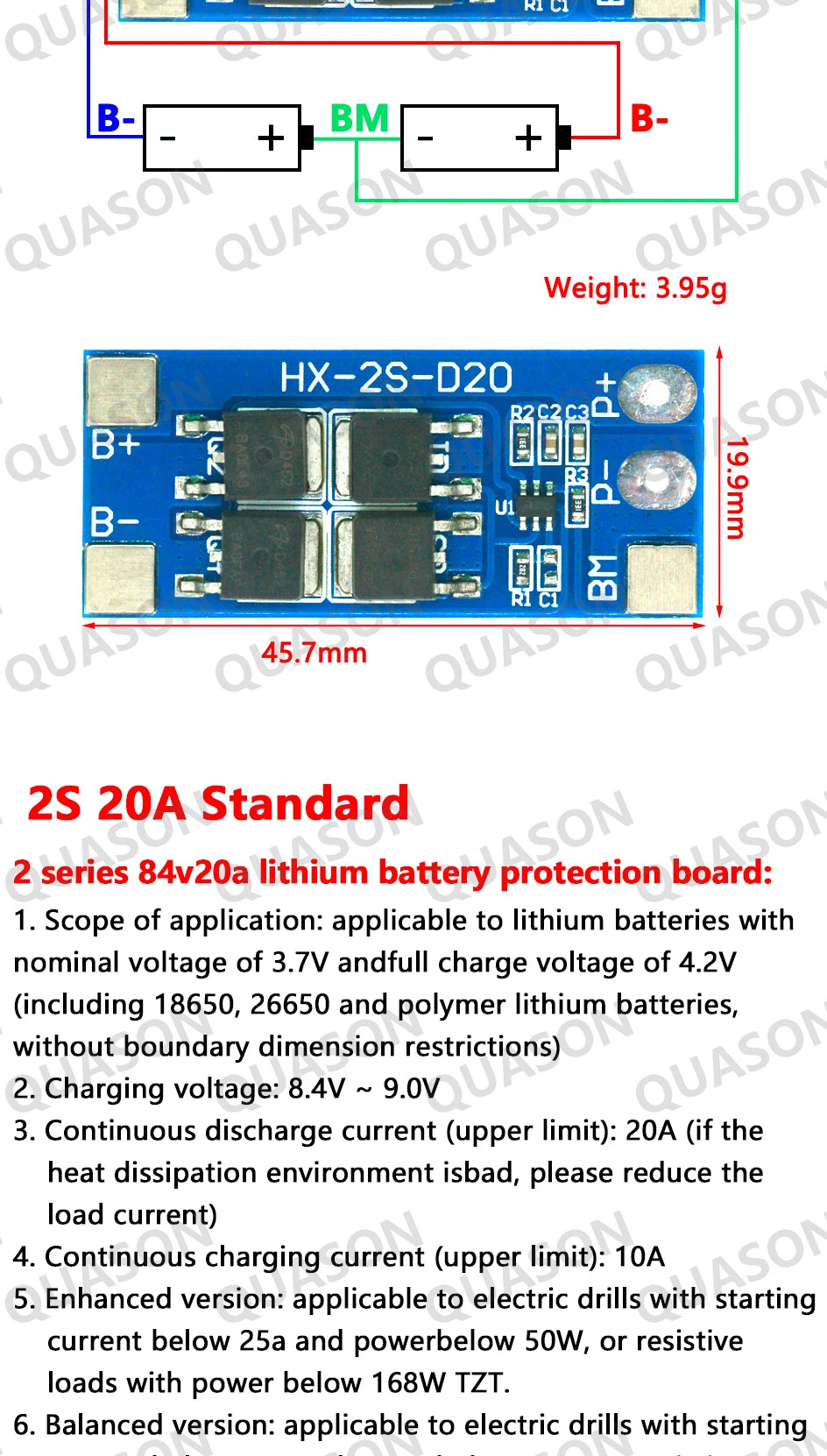 2S 3A 4A 5A 8A 10A 13A 20A 7.4V 8.4V Li-ion 18650 Lithium battery protection board / BMS board Standard / Balance