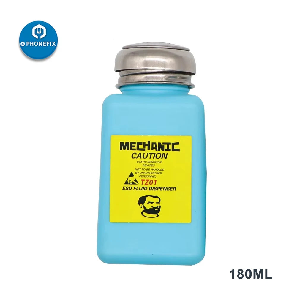 MECHANIC Alcohol Bottle 180ML Plastic Liquid Container for iPhone Repair Motherboard Cleaning ESD Fluid Dispenser Mechanic Tools