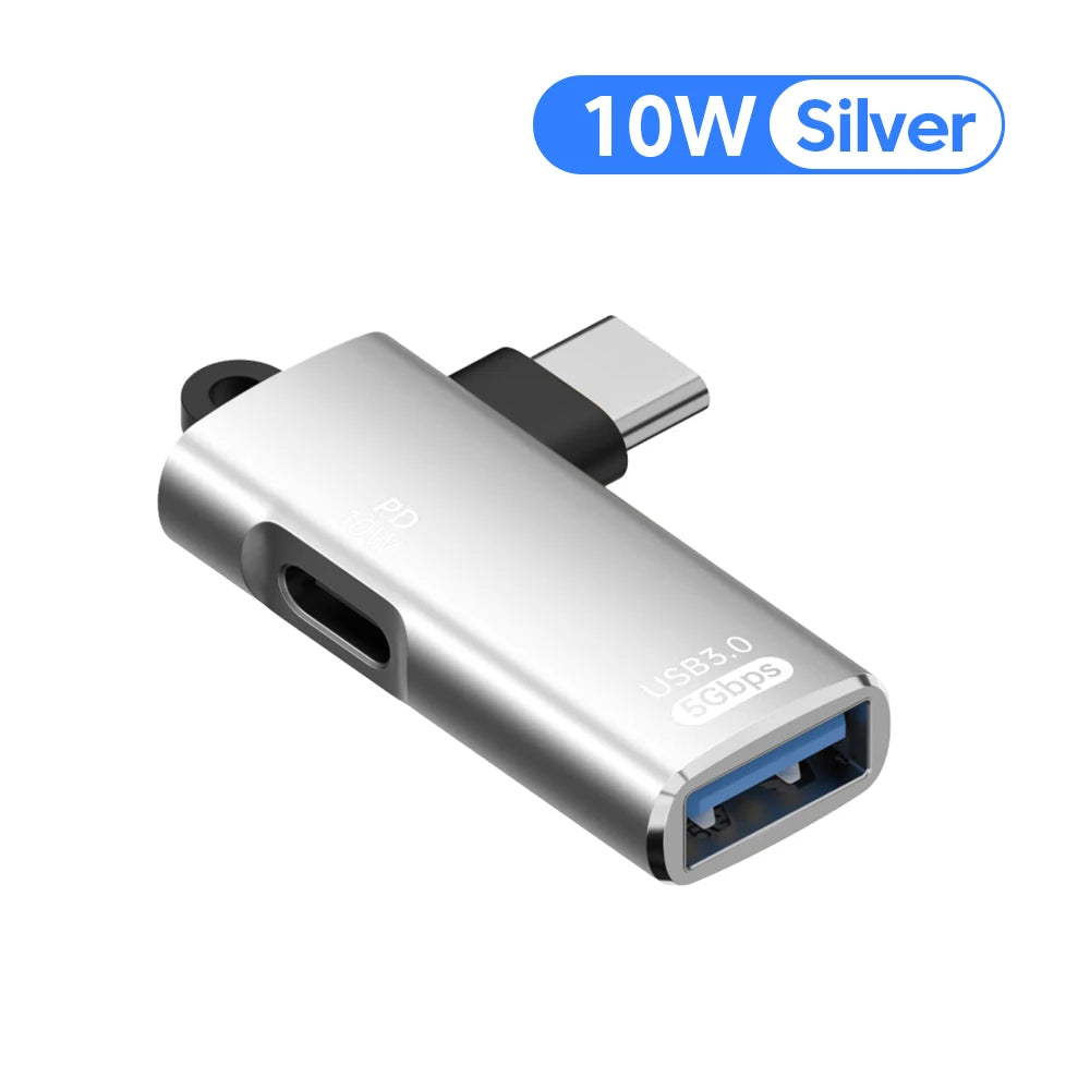 Adaptador OTG Elough 2-en-1 PD 100W (USB-C a USB-C / USB-A a USB-C) para iPhone 15/Laptops/Xiaomi/Huawei