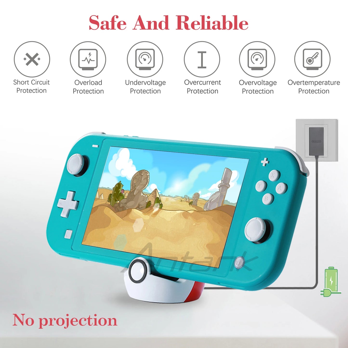 Base Carga Portátil Antank (Diseño Lindo) con Puerto USB-C para Nintendo Switch / Lite / OLED